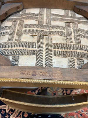 Lot 16 - Two George VI bleached beech Coronation chairs and a stool