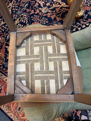 Lot 16 - Two George VI bleached beech Coronation chairs and a stool