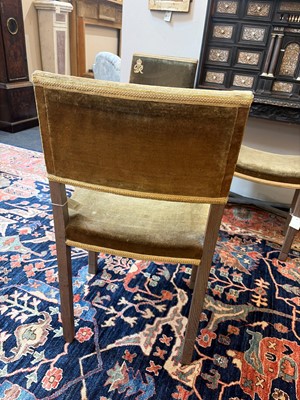 Lot 16 - Two George VI bleached beech Coronation chairs and a stool