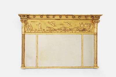 Lot 6 - A Regency-style giltwood and gesso overmantel mirror