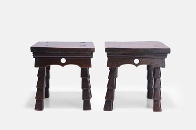Lot 3 - A pair of small mahogany stools