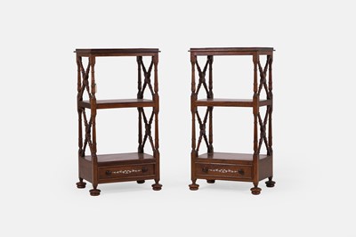 Lot 481 - A pair of three-tier rosewood étagères
