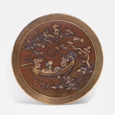 Lot 341 - A Japanese mixed-metal bronze charger