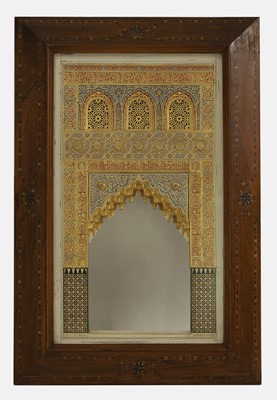 Lot 281 - A polychrome-painted and gilt gesso architectural panel of the Alhambra Palace