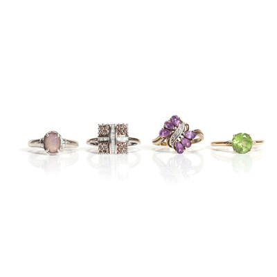 Lot 279 - A group of four 9ct gold gemstone set rings