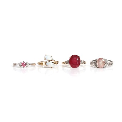 Lot 280 - A group of four 9ct gold gemstone set rings