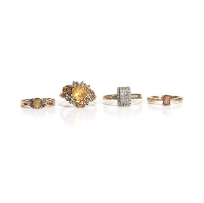 Lot 284 - A group of four 9ct gold gemstone set rings
