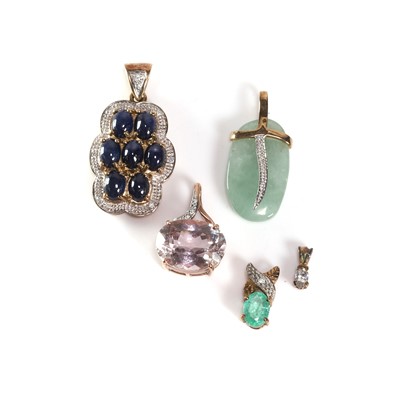 Lot 290 - A group of five gemstone set pendants