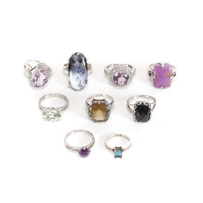 Lot 306 - A group of nine gemstone set rings