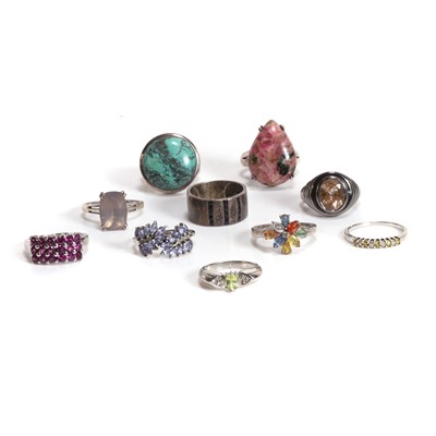 Lot 307 - A group of ten gemstone set rings
