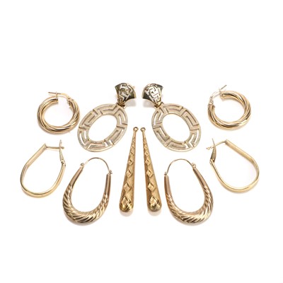 Lot 320 - A collection of hoop and drop earrings