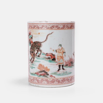 Lot 87 - A Chinese wucai brush pot