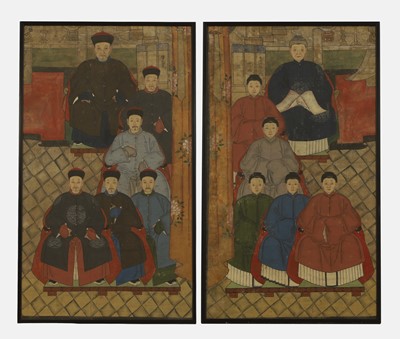 Lot 195 - A pair of Chinese ancestor portrait paintings