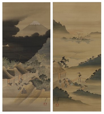 Lot 359 - Two Japanese hanging scrolls