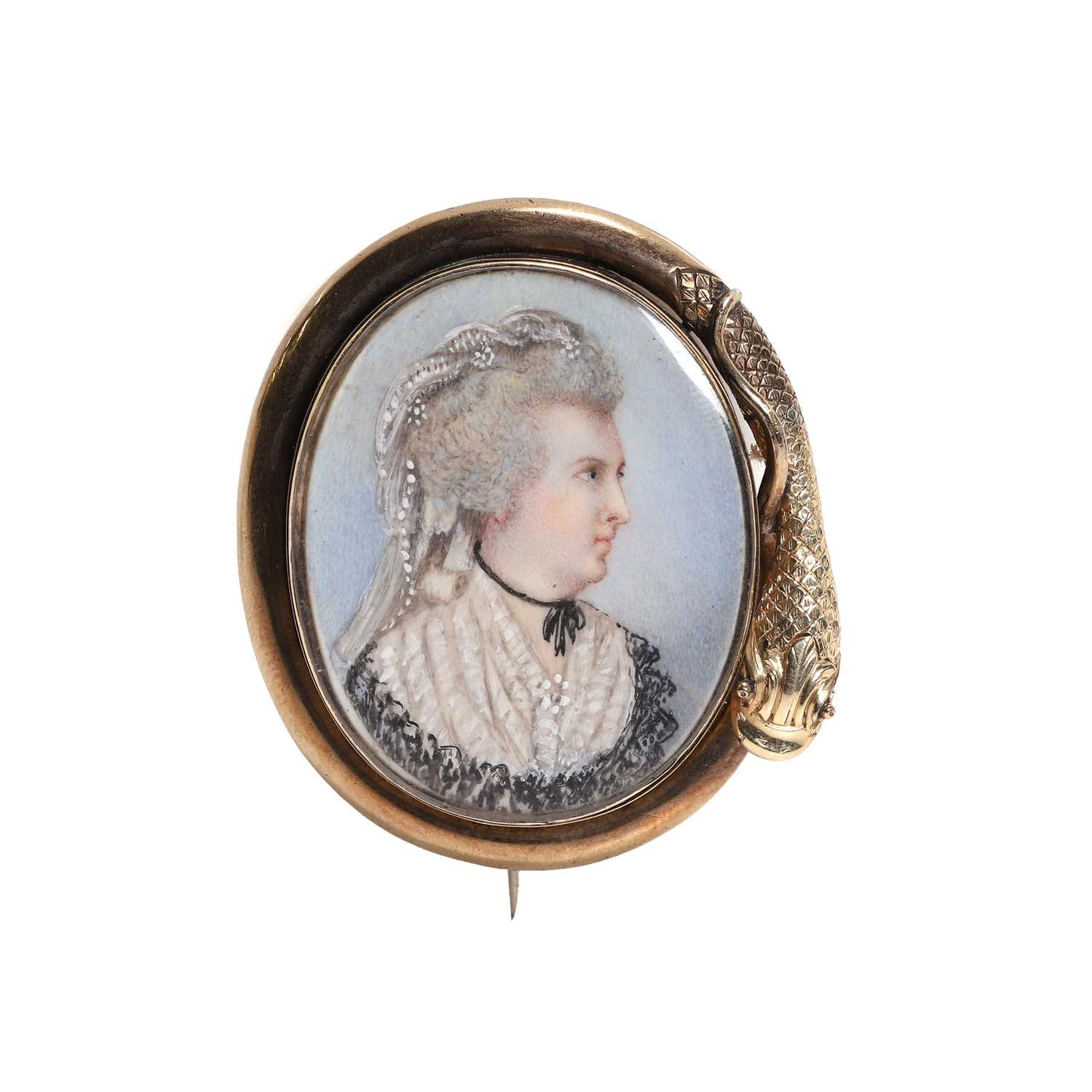 Lot 4 - An antique miniature portrait brooch