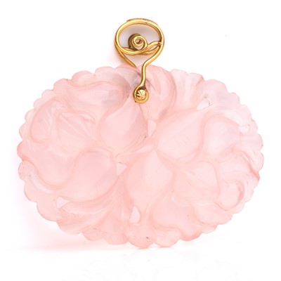 Lot 68 - A carved rose quartz pendant