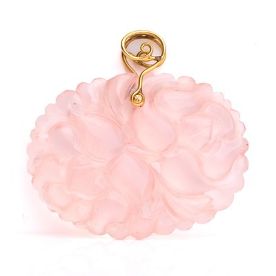 Lot 68 - A carved rose quartz pendant