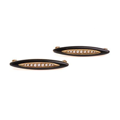 Lot 13 - A pair of seed pearl and enamel brooches