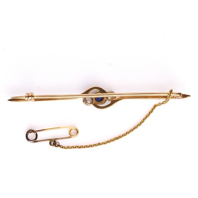 Lot 44 - A diamond and sapphire bar brooch