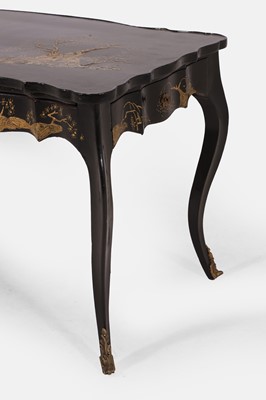 Lot 35 - A black and gilt-japanned low table in the Louis XV taste