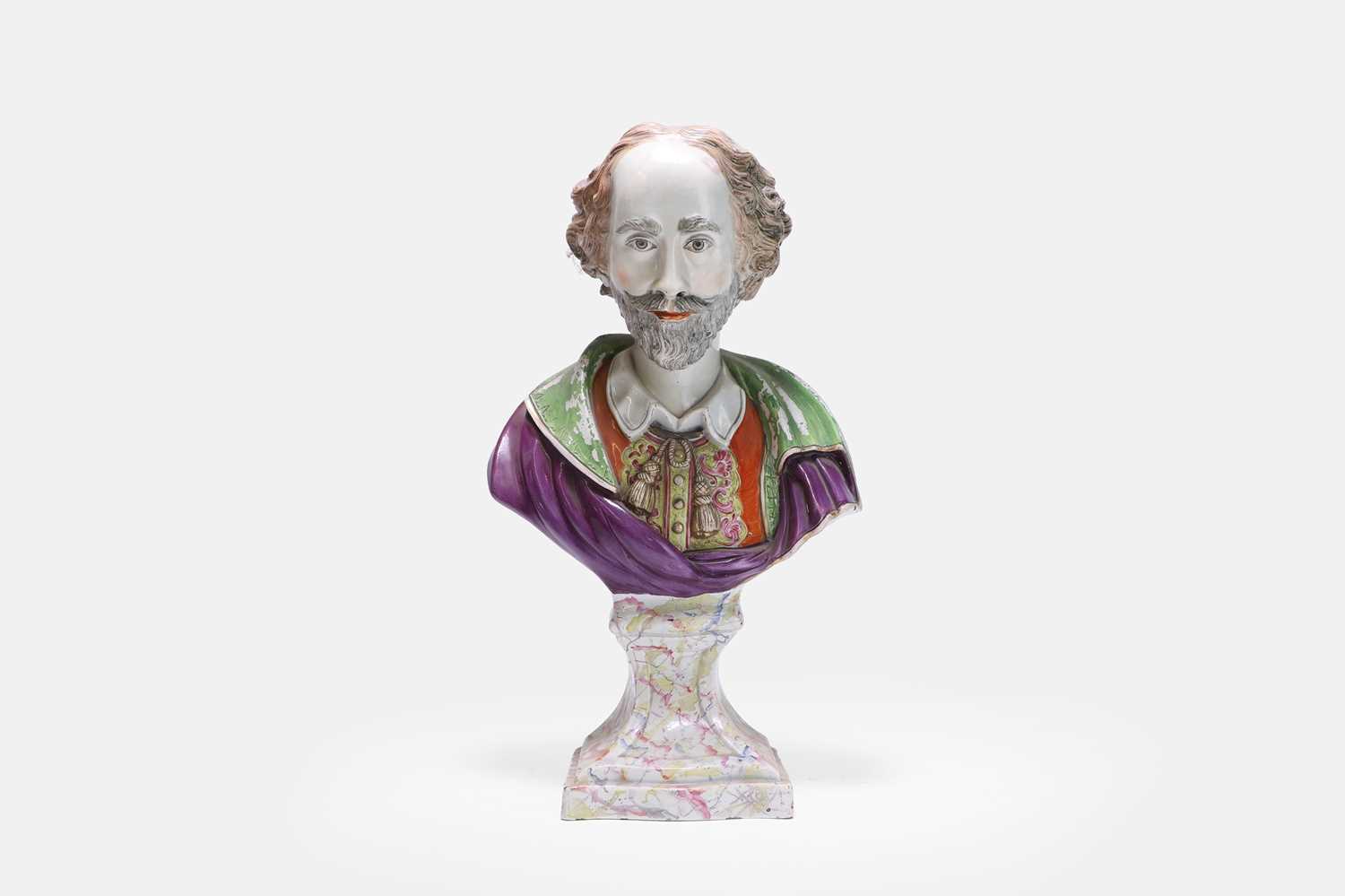 Lot 10 - A Staffordshire pearlware bust of William Shakespeare