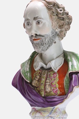 Lot 10 - A Staffordshire pearlware bust of William Shakespeare