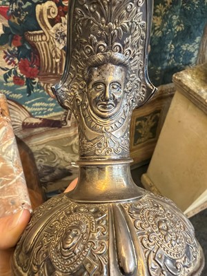Lot 17 - A Victorian silver 'Cellini' pattern ewer and two goblets
