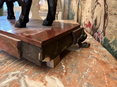 Lot 12 - A Louis XV-style patinated bronze mantel clock