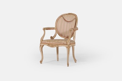 Lot 224 - A George III painted and parcel-gilt open armchair