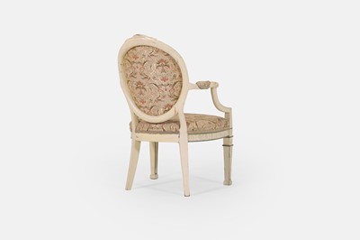 Lot 233 - A late George III painted beech armchair