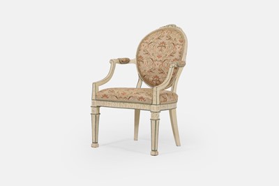 Lot 233 - A late George III painted beech armchair