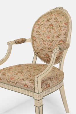 Lot 233 - A late George III painted beech armchair