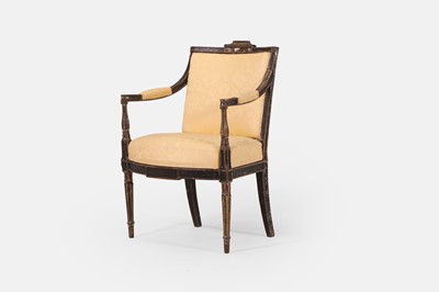 Lot 236 - A Regency painted and parcel-gilt beech armchair