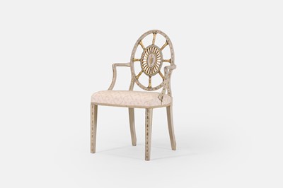 Lot 234 - A George III painted and parcel-gilt wooden armchair