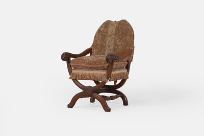 Lot 212 - A 17th-century-style oak 'X'-framed armchair