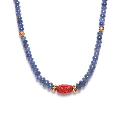 Lot 97 - A sapphire bead necklace