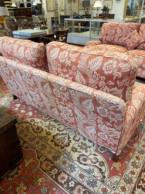 Lot 42 - A pair of upholstered sofas in the manner of Howard and Sons