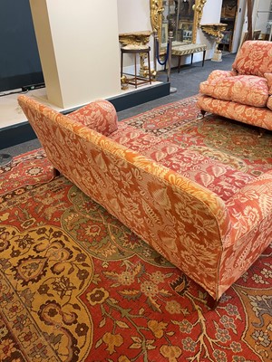 Lot 42 - A pair of upholstered sofas in the manner of Howard and Sons