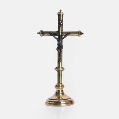 Lot 111 - An unusual two-toned brass crucifix with a secret hidden dagger