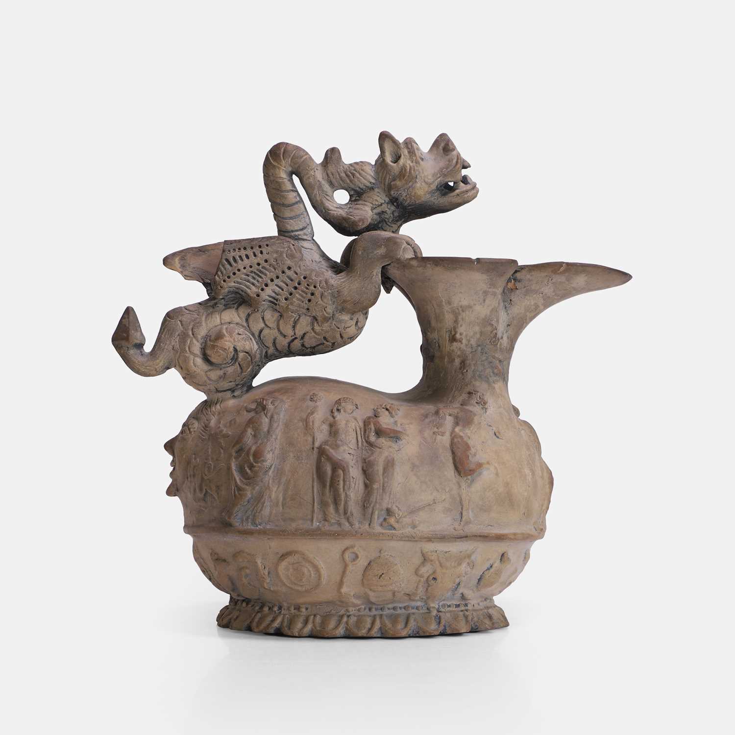 Lot 75 - A terracotta dragon ewer
