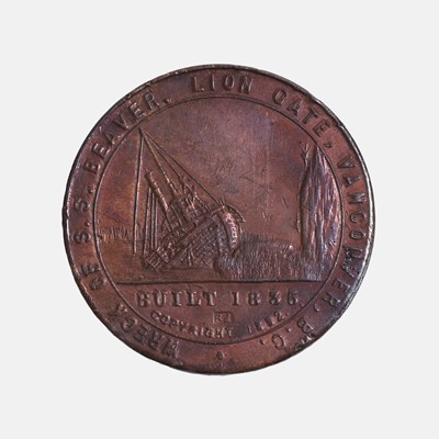 Lot 280 - A commemorative medal made from metal salvaged from the shipwreck of SS 'Beaver'