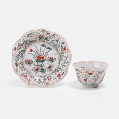 Lot 57 - A Chinese wucai teacup and saucer