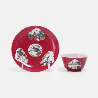 Lot 95 - A Chinese famille rose teacup and saucer