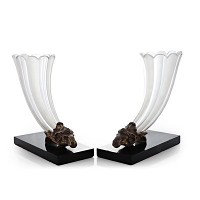 Lot 56 - A pair of cut-glass and gilt-bronze cornucopia