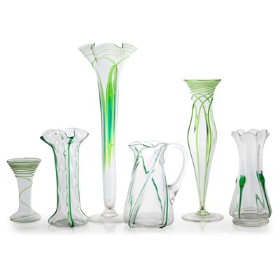 Lot 77 - A group of six Arts and Crafts glass vases