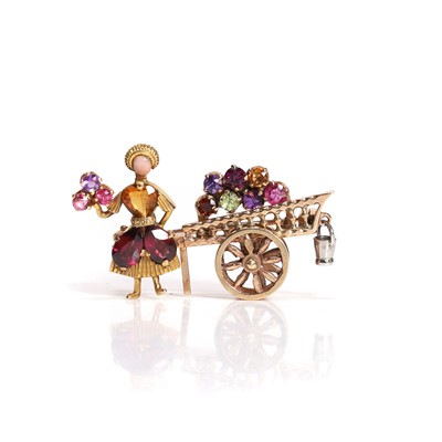 Lot 65 - A multi gemstone novelty brooch