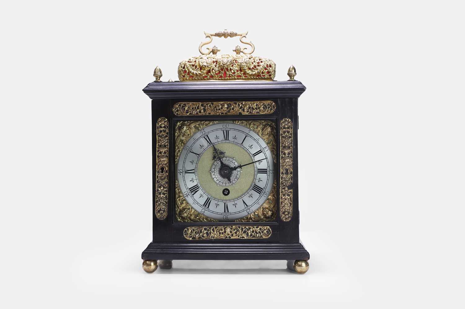 Lot 436 - A William and Mary basket-top bracket clock