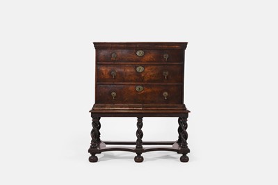 Lot 450 - A Charles II walnut and sycamore-inlaid chest-on-stand
