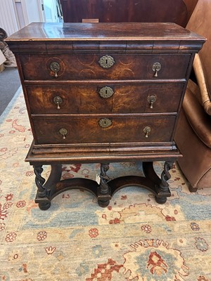 Lot 450 - A Charles II walnut and sycamore-inlaid chest-on-stand