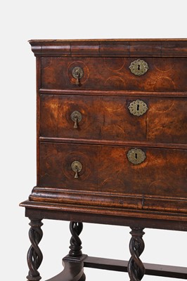 Lot 450 - A Charles II walnut and sycamore-inlaid chest-on-stand